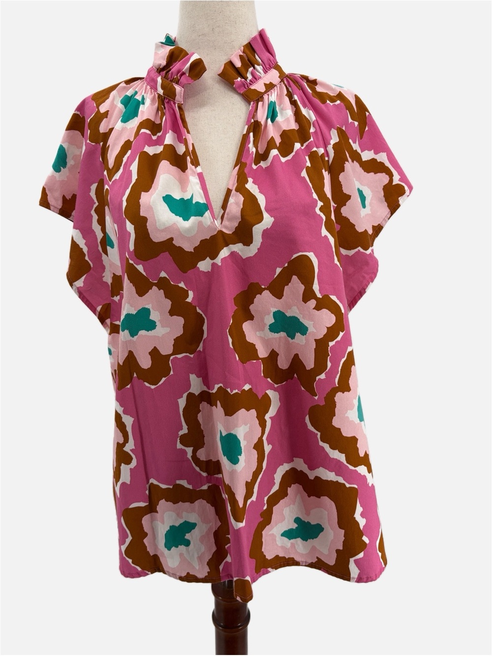 Crosby by Mollie Burch Ines Abstract Floral Blouse Pink Size Large - Picture 2 of 8